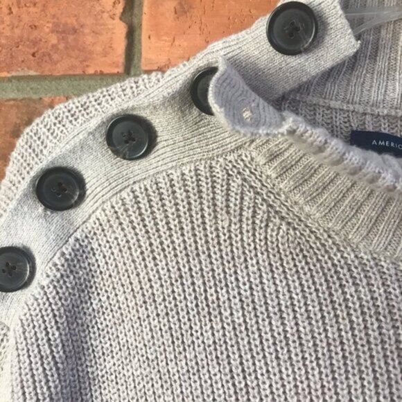 American Eagle NEW AE Sweater Dress Cowl Button Ribbed Mock Neck Wool Cotton S - Picture 5 of 14